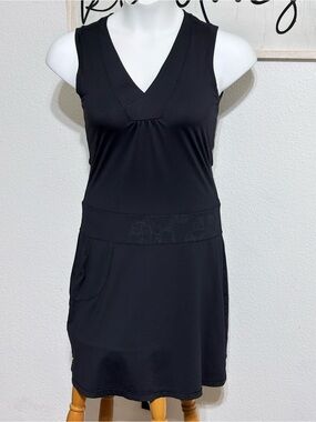 Lole Black Tennis Dress Women’s Size S Sleeveless V-Neck Athletic Tank Dress